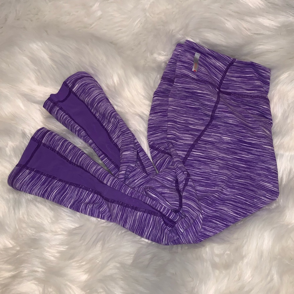 Zella Workout Capri: Purple + White, Mesh, Sz M
